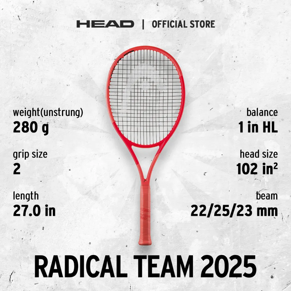 HEAD Tennis Racket Radical Series 2025 - Raket Tennis Tanpa Senar FREE Cover Bag