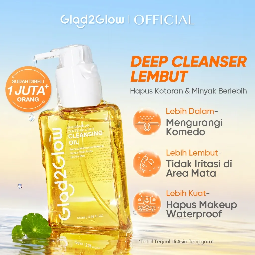 [ HOT SALE ]Glad2Glow Madagascar Centella Light Cleansing Oil 100ml/200ml - micellar water pembersih wajah Penghapus riasan - lembut tanpa iritasi Menghapus riasan tahan air dengan cepat dan menyegarkan muka wajah g2glow official store