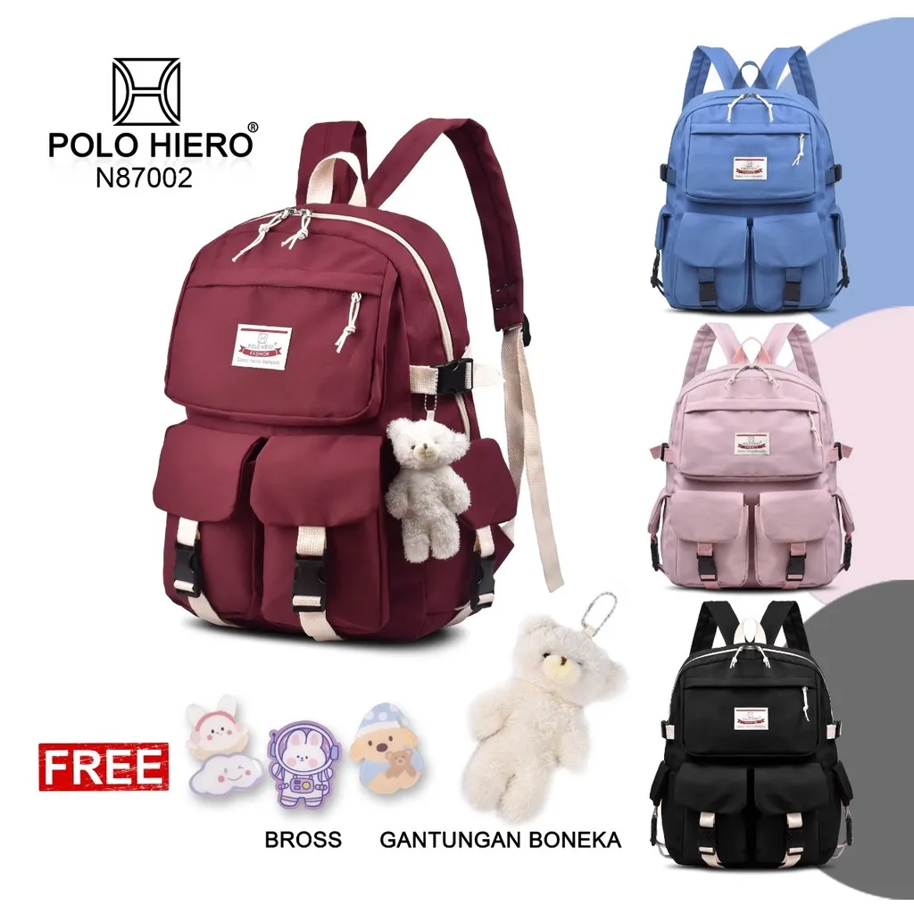 Polohiero Tas Sekolah Wanita Polo Hiero N87002 Tas Fashion Import Tas Kuliah Perempuan