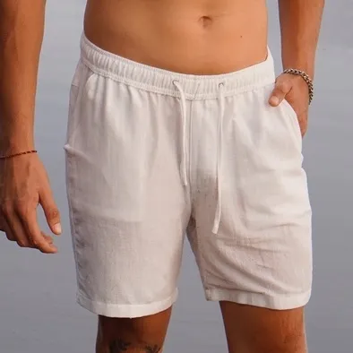 BEACHWELL Celana Pendek Pria Linen Katun Polos Premium koleksi Bali - Canggu Short Series All Colors