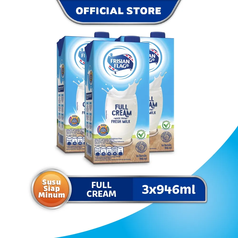 Frisian Flag Family UHT Full Cream 946 ml x 3 pcs