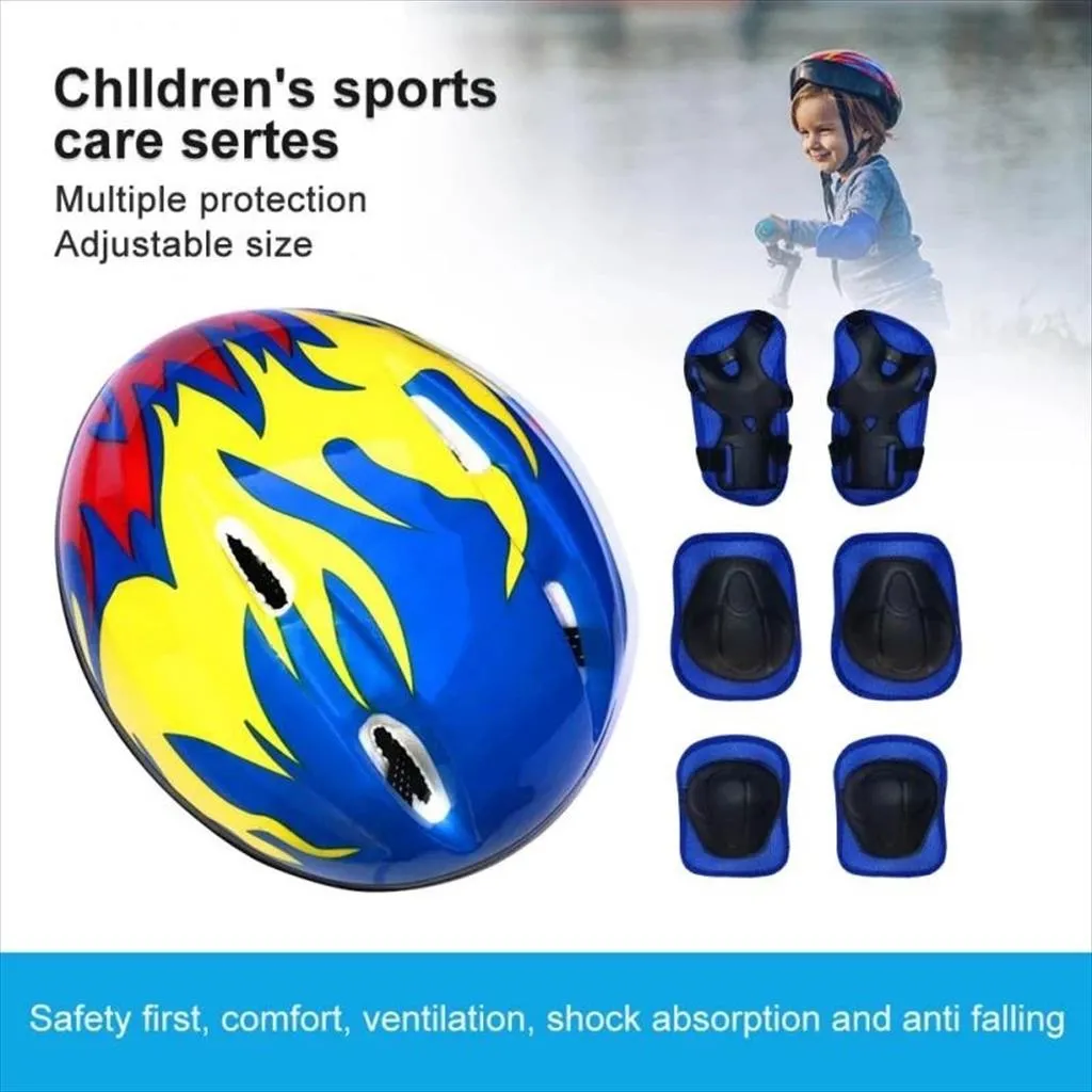 Helm + Deker 6pc untuk Skate dan Sepeda Anak Pelindung Lutut Set 7in1