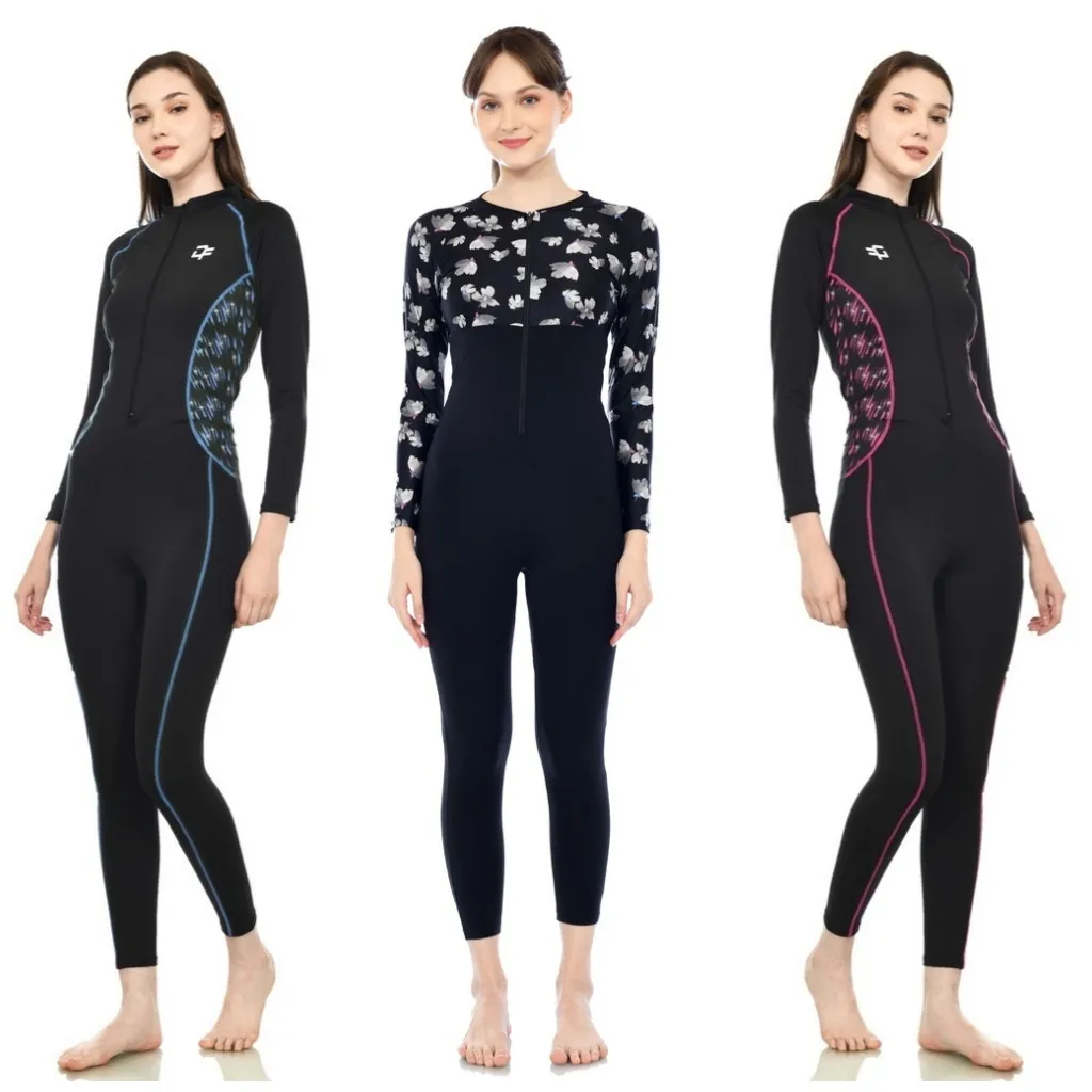 DARTFIT Baju renang / swimsuit / diving selam panjang lapis cup BH dan Biasa unisex dewasa