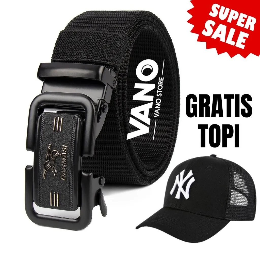 SUPER SALE GRATIS TOPI !!! Ikat Pinggang Pria Nylon Kanvas Model
