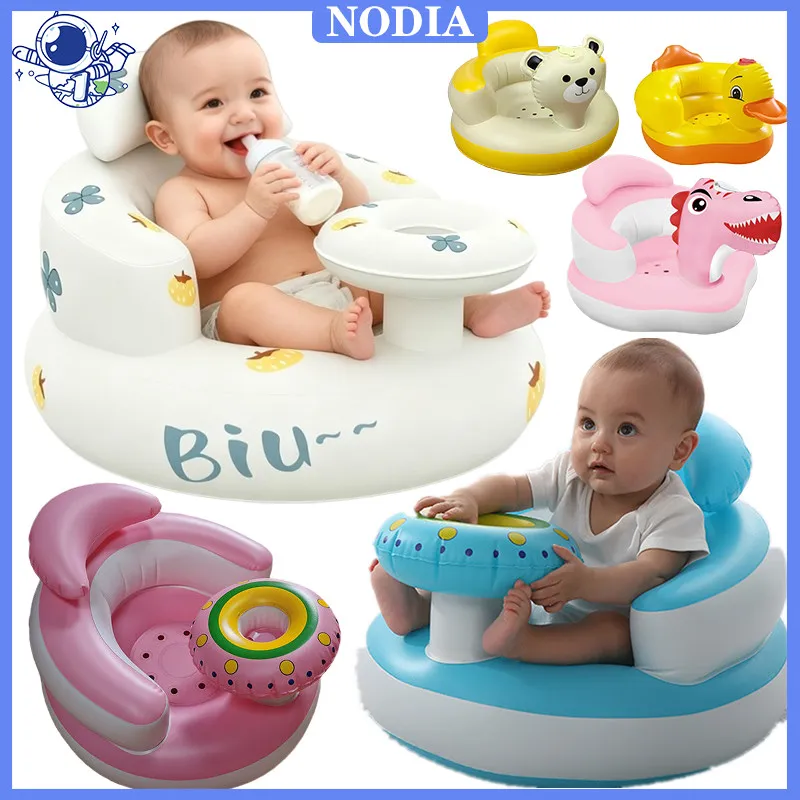 Nodia Toys Sofa Bayi Kursi Makan Bayi Cocok Untuk Bayi Kursi Bayi Pompa Untuk Belajar Duduk Makan Main Dan Mandi Ada Musik Bayi / Baby Chair Bebek Sofa Bayi Anak Makan PVC Unisex Pompa Angin Musik Balita Pompa Inflatable Chair