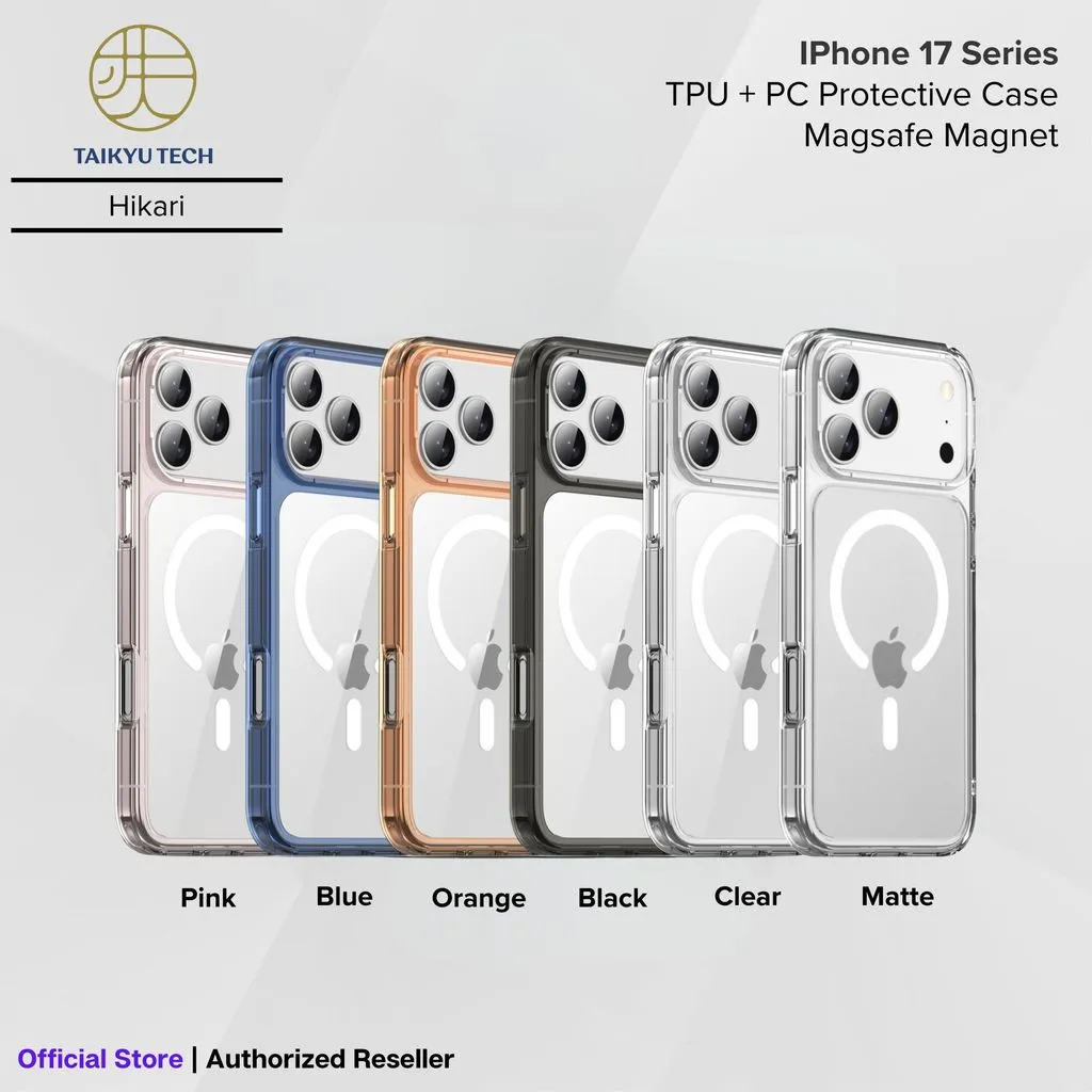 TAIKYU Hikari Magsafe Protection Case Clear Transparent Minimalist Casing for iPhone 17 / 17 Air / 17 Pro / 17 Pro Max Case Transparan Bening Matte Doff with Magnetic Ring Original
