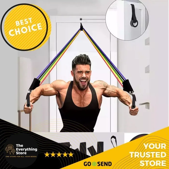 PINNACLE BAND RESIST 11 SET Tali Olahraga Home Gym Resistance Band Pilates Tube Tali Stretching