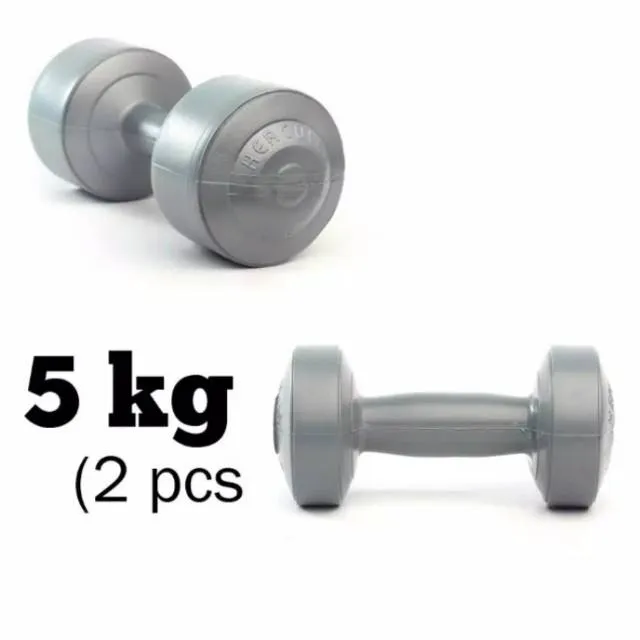 Barbel Fitnes 10kg (5kg sepasang) Dumbbell Bahan Plastik PVC Murah Alat Olahraga