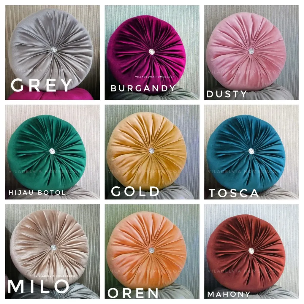 Bantal Labu Kancing Kristal/Bantal Sofa/Bantal Kursi/Bantal Ruang Tamu/Bantal Bulat/Bantal Kekinian/Bantal Beludru/Round Pillow/Bantal Keren