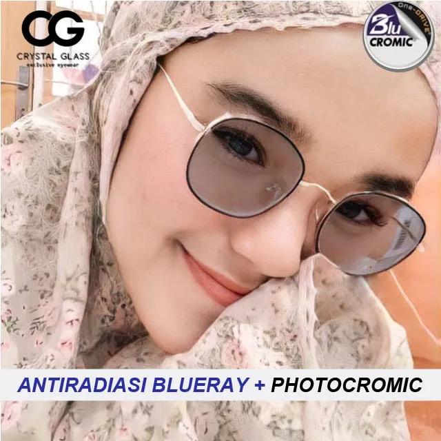 Groovy Eyewear - Kacamata Violence Photocromic Bulat Minus Antiradiasi Vintage Retro