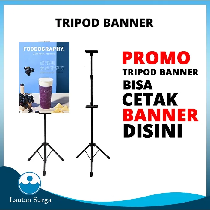 Tripod Banner 2 sisi - Hitam Tripod Banner Stand Promosi