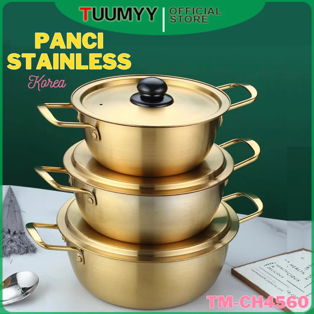 PANCI RAMEN RAMYUN KOREA UNIVERSAL BAHAN STAINLESS STEEL 18CM / 20CM / 22CM SET 3PC TM-CH4560-88