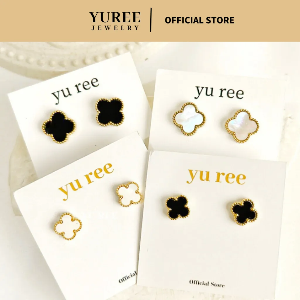 YUREE • Claudia Earrings • Anting Clover Titanium Wanita