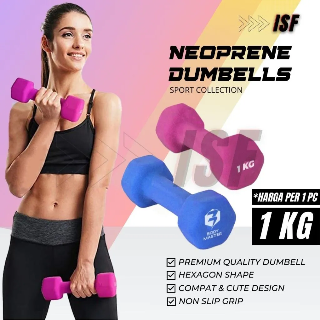 ISF Dumbbell Neoprene Dumbell Barbel Non Slip Mini Dumbel Gym 1KG 1 KG Dumble Dambel Dambell Dambbell