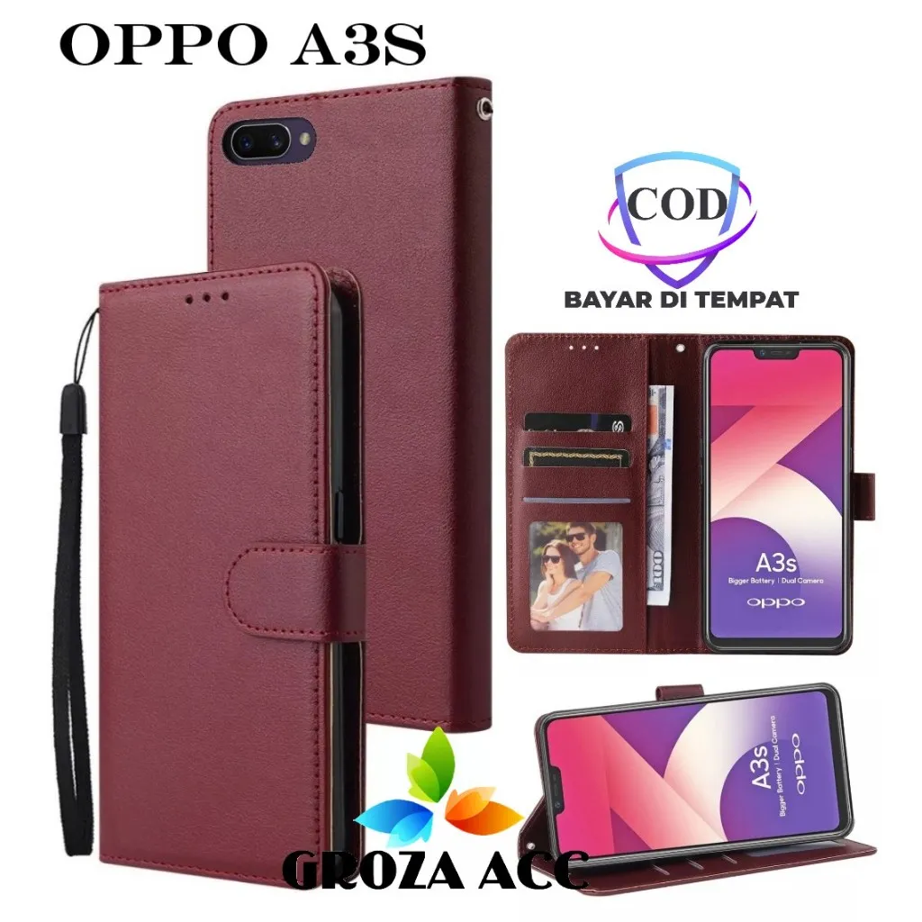 Flip Case OPPO A3S Case Wallet Kulit Casing Dompet Case Wallet Leather Flip Case OPPO A3S Casing hp leather dompet kulit Flip Cover
