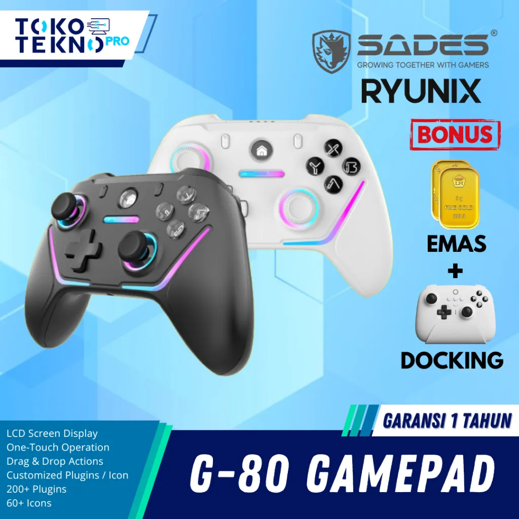 Sades Ryunix G80 / G-80 Wireless Gamepad Hall Effect Analog Dual Mode