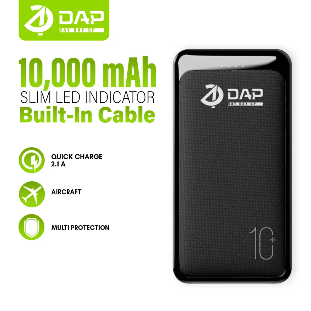 Powerbank DAP D-P111 10.000mAh 2.4A  Dual Input Port Type C & Micro USB - Garansi 1 Tahun