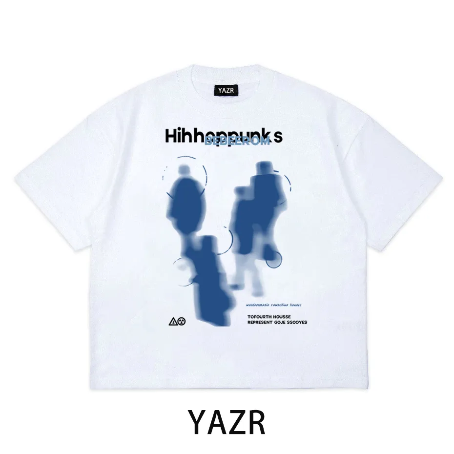 YAZR Kaos Boxy Oversized Hihhoppunks BLURRED PORTRAIT T-Shirt PUTIH Unisex Cotton Combed 24s