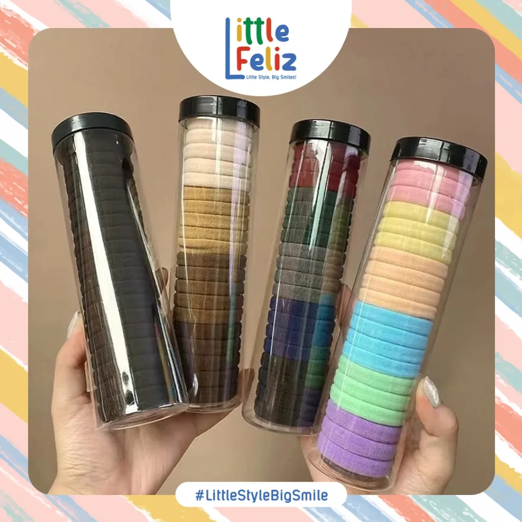 littlefeliz AK14  Ikat Rambut Wanita Set 20pcs Box Tali Ikat Rambut Polos Warna Warni MURAH PREMIUM Import Fashion Korea Wanita CEWEK PEREMPUAN