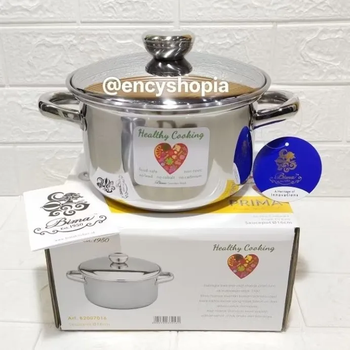 PANCI BIMA PRIMA SAUCEPOT 16cm, 18cm, 20cm, 22cm, 24cm, 26cm dan 28cm STAINLESS STEEL