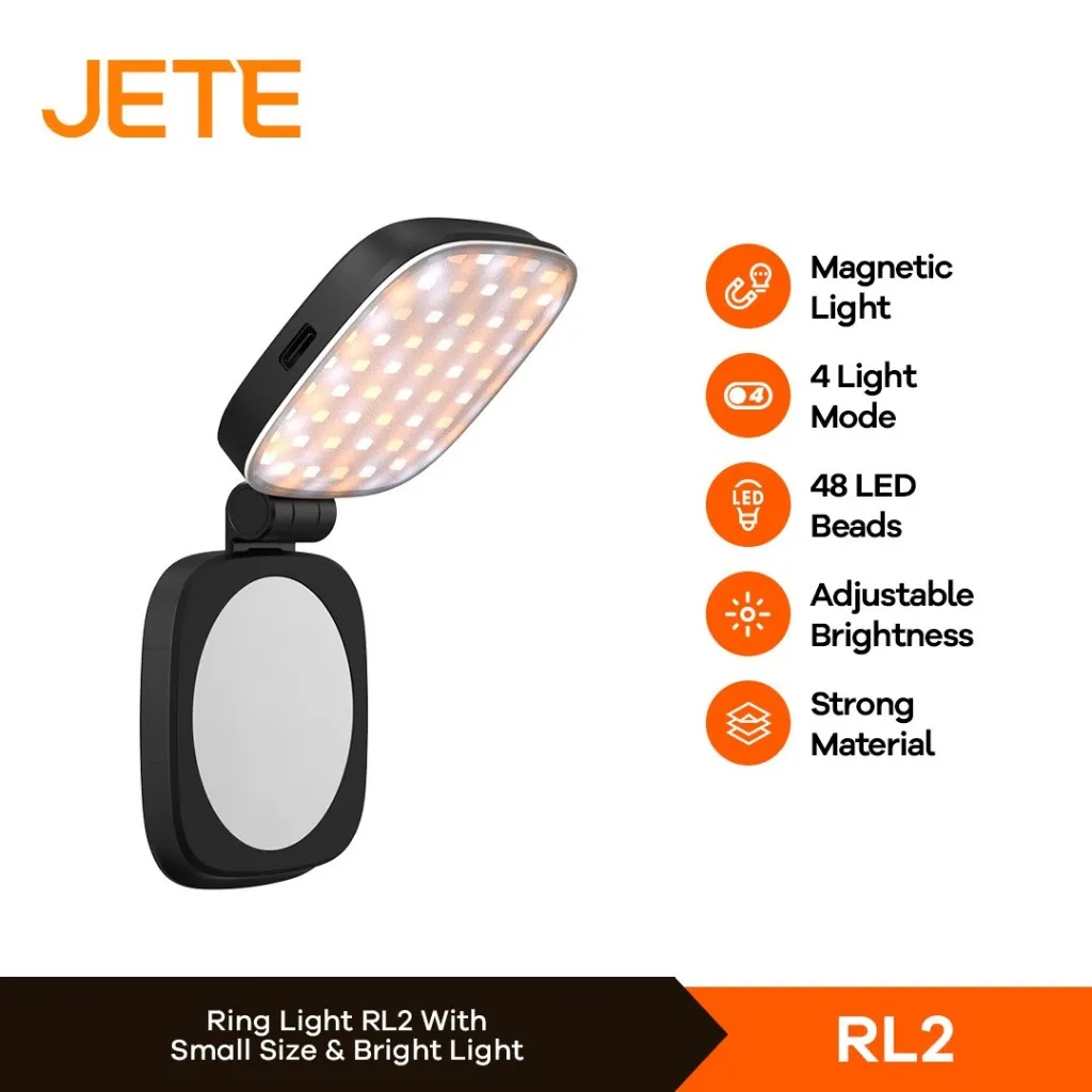 JETE Ring Light Selfie Magsafe RL2 for Smartphone HP LED Rechargeable Magnetic with 4 Light Mode 360° Rotasi - Garansi 2 Tahun