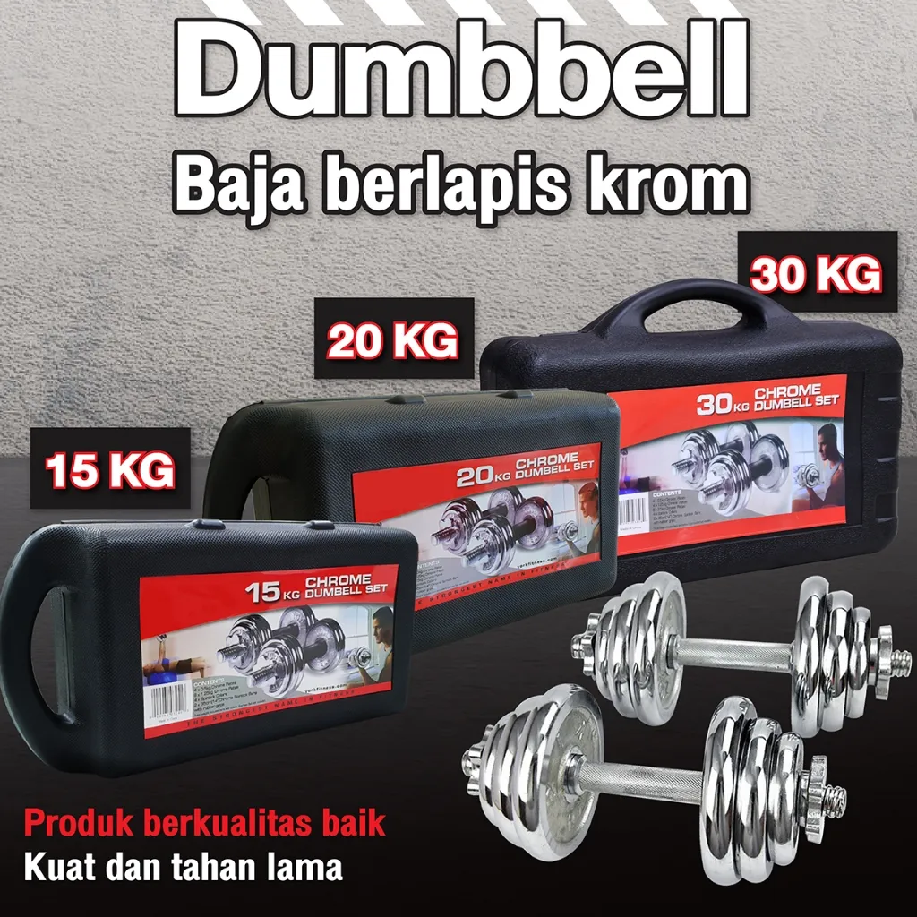 BG SPORT Dumbell Chrome Set 15kg 20kg 30kg Barbel Chrome Set Q303