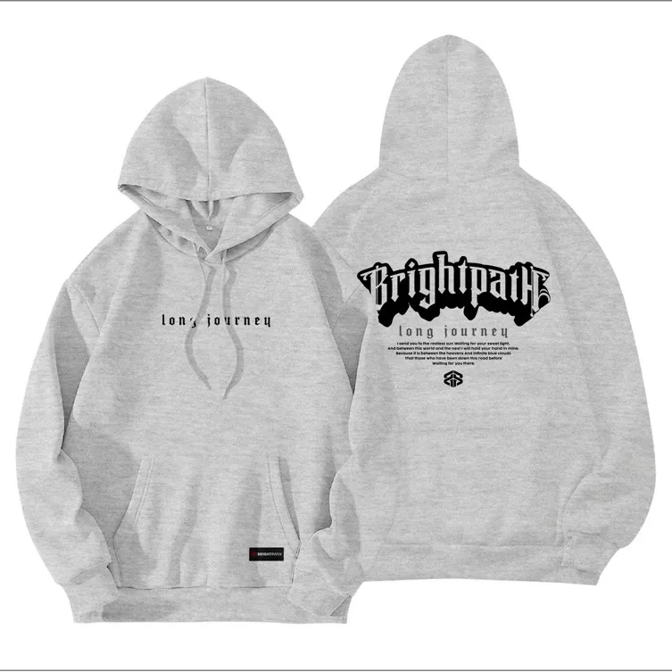 BRIGHTPATH - Hoodie Pria Abu Matterial Soft Fleece