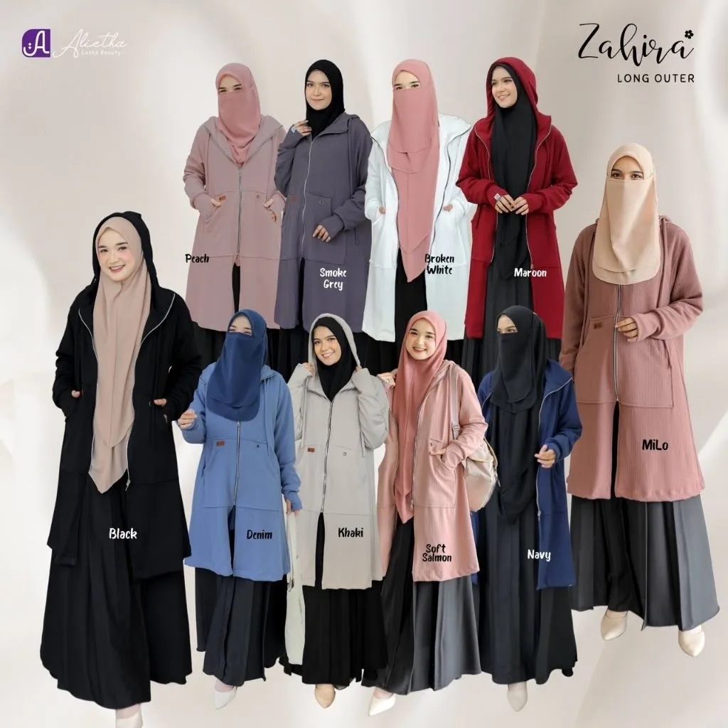 ZAHIRA LONG OUTER PREMIUM BY ALIETHA JACKET WANITA MUSLIMAH KEKINIAN