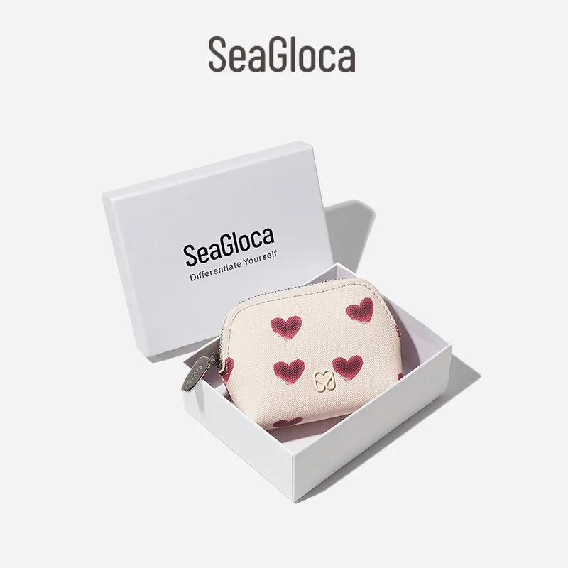 SeaGloca Dompet Koin Motif Hati Valentine SeaGloca dengan Kotak untuk Wanita No. 04