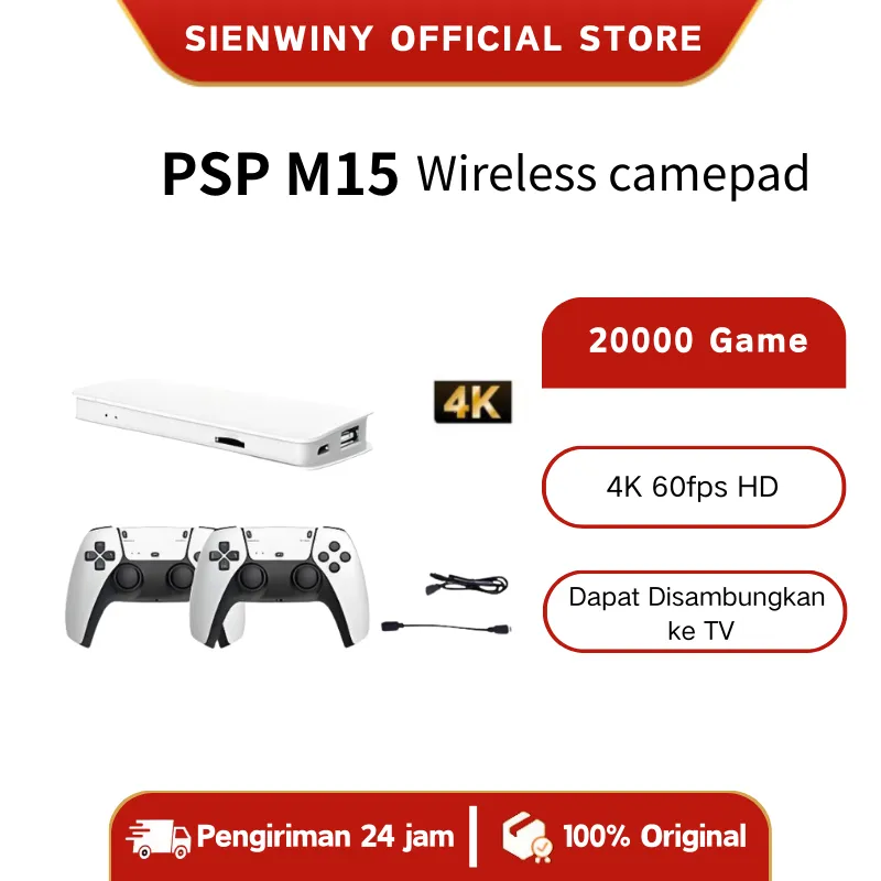 SIENWINY PSP M15 PRO Wireless Gamepad Stik Game PS5 Console 20000 Game 4K 60fps HD Retro 64G Game Stick