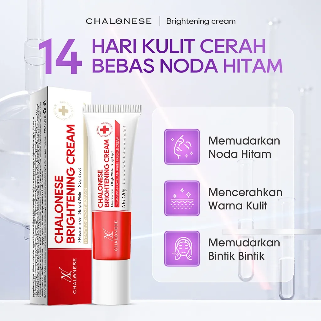 [CHALONESE] PROMO BRIGHTENING AND WHITENING CREAM BPOM Membantu Memudarkan Flex dan Bintik Hitam di Wajah dan Membuat Wajah Lebih Cerah