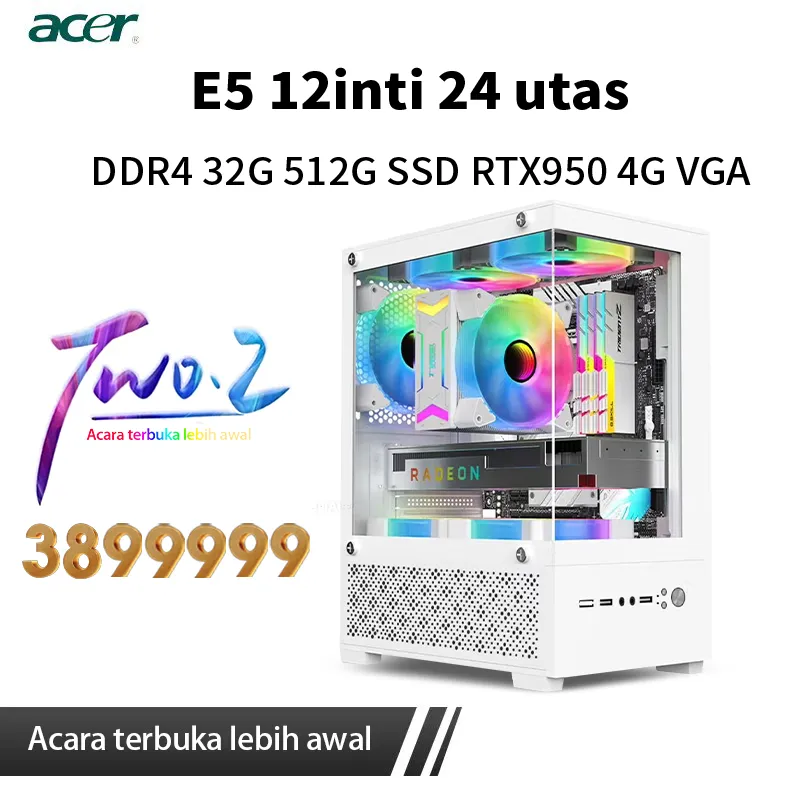 ACER intel i5/i7 PC Gaming full set 12-inti Pc gaming full set RTX3050VGA komputer desktop, kantor, mesin perakitan desain, mendukung WIFI/Bluetooth