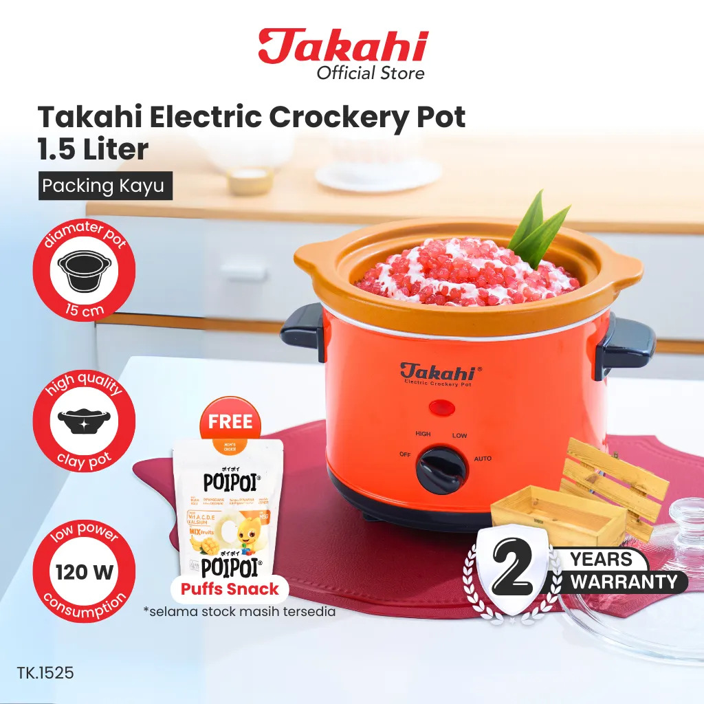 Takahi Electric Crockery Pot 1.5 Liter |  (INCLUDE PALET) | Slow Cooker