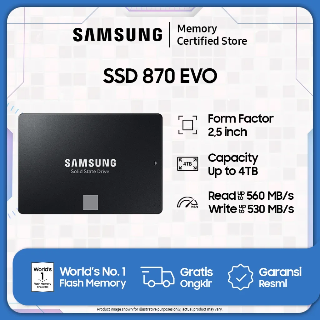 Samsung SSD 870 EVO SATA 2.5" / 2.5 inch - 250GB / 500GB / 1TB / 2TB / 4TB