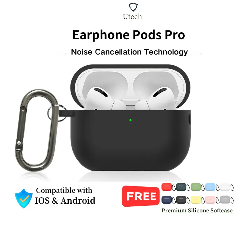 Utech Pods Pro 2 ANC Active Noise Cancellation Wireless Bluetooth Earphone Headset Headphone Earbuds TWS HIFI Surround with Free Case