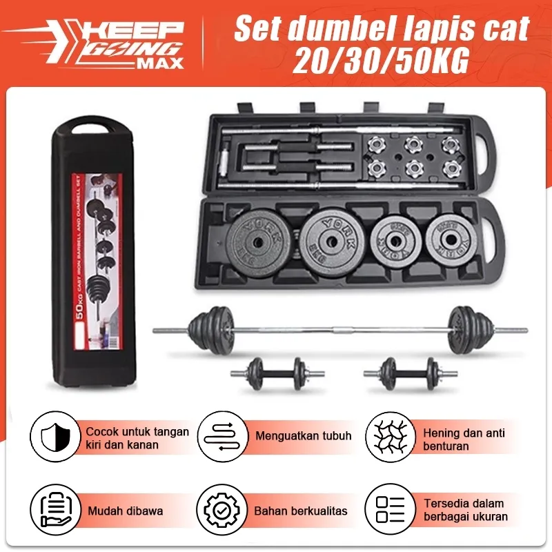 Set Dumbel Barbel Set 20/30/50kg Peralatan Kebugaran Angkat Berat