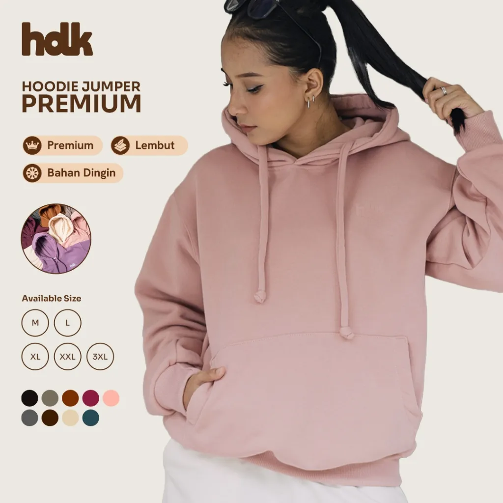 Hoodie Jumper Wanita / Pria Premium Oversize Relaxed-Fit Fleece | Tebal & Adem | Handmade Lokal | Dusty Pink - Hoodieku