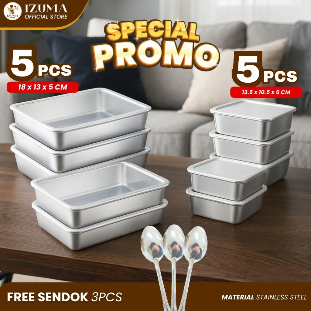 READY IZUMA Food Box BUNDLING 12 Pcs Stainless Steel Wadah Makanan Microwave Food Grade + Tutup