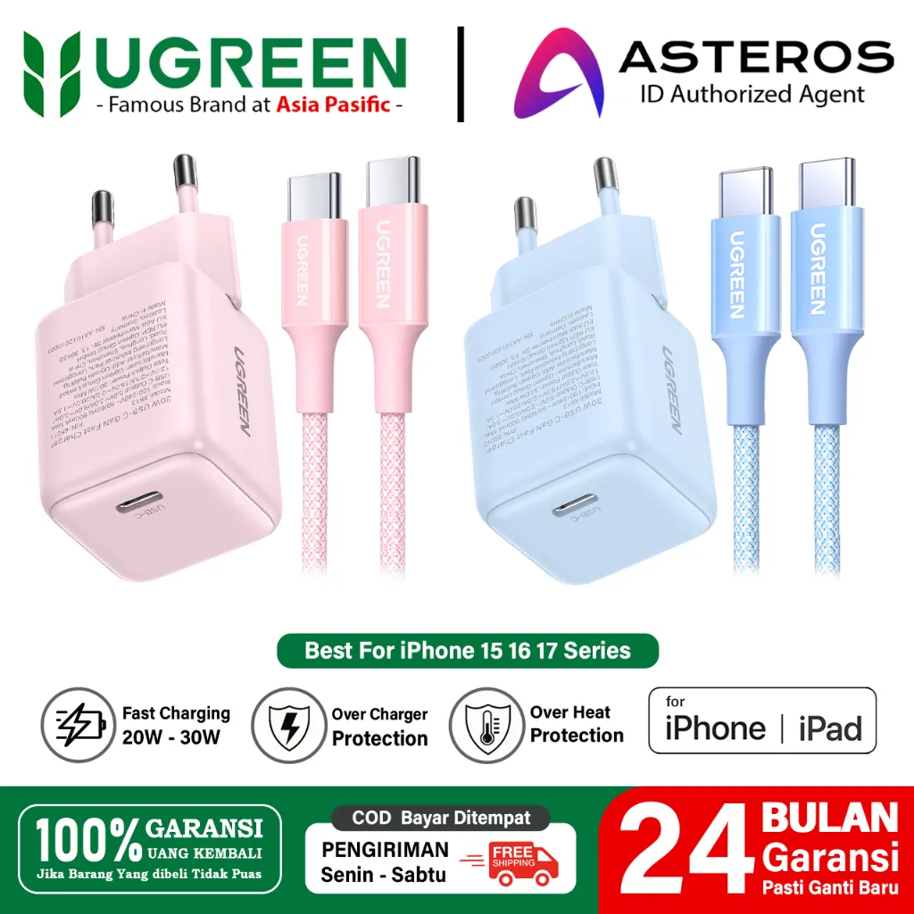 UGREEN Charger iPhone 15 16 17 Series iPad Pro Type C to C Fast Charging 20w 30w