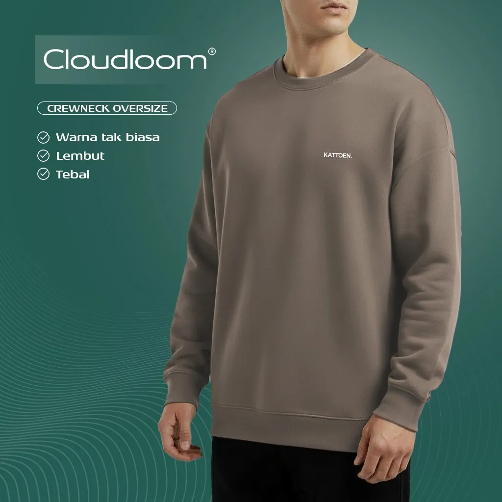 Kattoen - Cloudloom Crewneck Sweater Oversize Polos Chestnut 300 Gsm