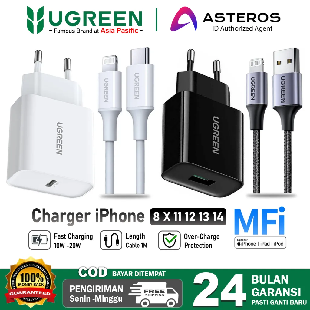 UGREEN Charger Mfi For iPhone 7 8 X Xr Xs 11 12 USB C To Lightning Fast Charging 10w 18w 20w