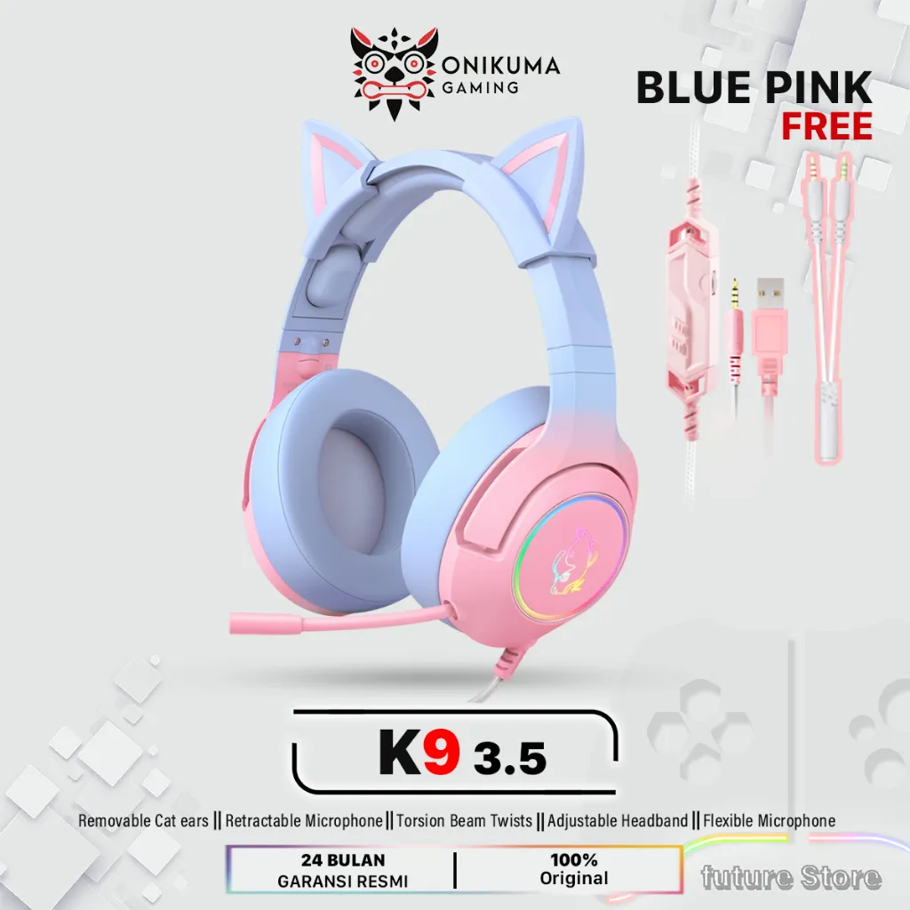 ONIKUMA Headset Gaming stereo - Game E-Sport - headphone gaming - Headphone Keren - Headset unisex - Earphone Dengan Mikrofon Pengurangan Kebisingan - Stand headphone RGB - Acrylic FULL COLOR
