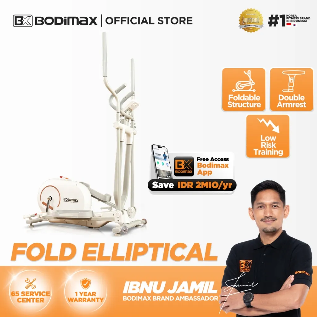 BODIMAX FOLD ELLIPTICAL / elliptical bike / elliptical lipat / Bluetooth / sensor jantung