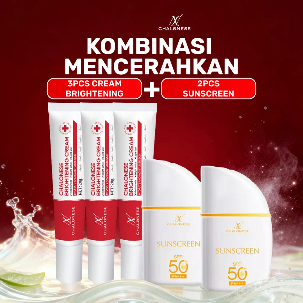 [COD] CHALONESE ( Brightening Cream + Sunscreen Spf 50 Pa+++) Whitening And Freckle Removal Daily Skincare Anti-UV Sun Protection Whitening Freckle Set Bpom Facial Moisturizer Pelembab Wajah