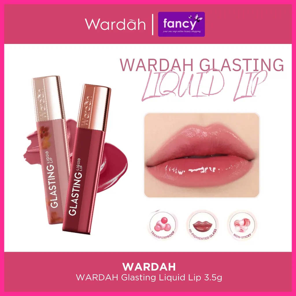 Wardah Glasting Liquid Lip Glass Hi-Pigmented LipCream Lipstick Glass Color Ringan Transferproof NEW!