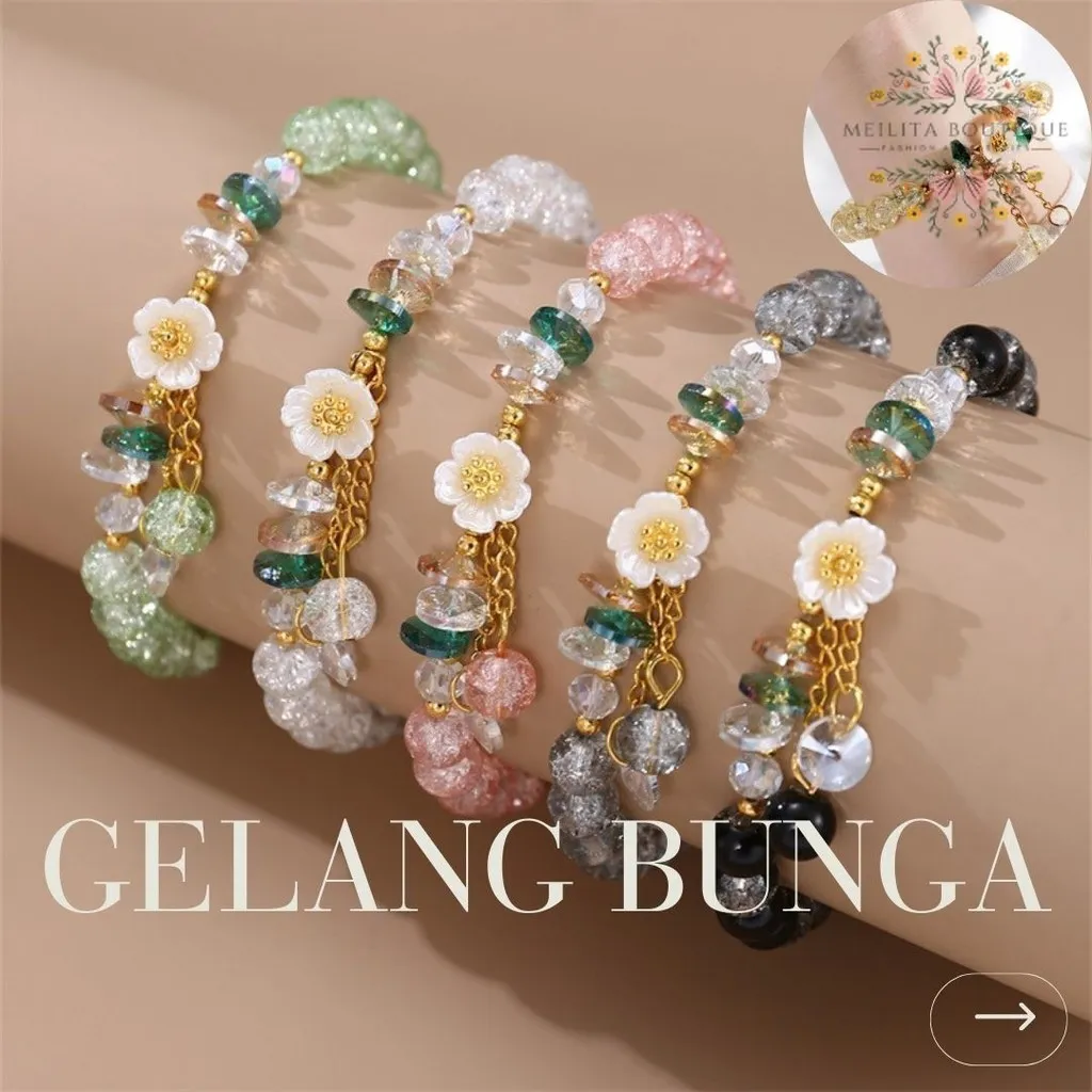 Gelang Manik bangle Bunga Kristal Korean Aesthetic