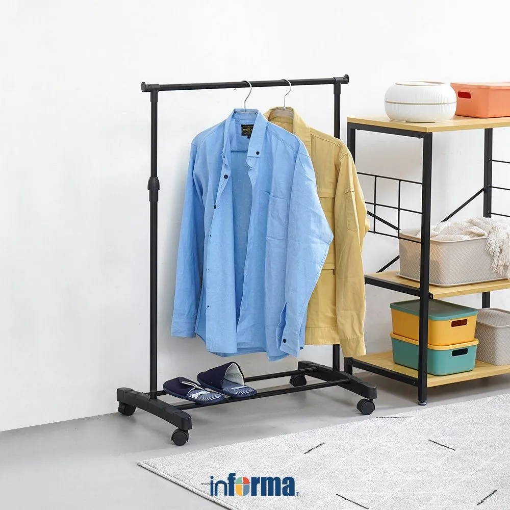 Informa Jash Gantungan Baju Single - Hitam Stand Hanger Gantungan Berdiri Clothes Organizer Standing Clothing Rack Tiang Pakaian Rak Gantung Stand Baju Jemuran Pakaian Display Baju
