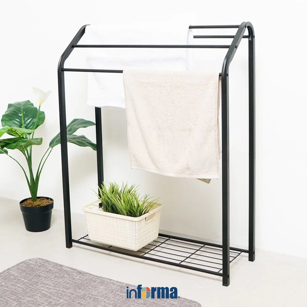 Informa 75x26x94 cm Jemuran Handuk Indoor 205 - Cokelat Tua Tempat Gantung Anduk Berdiri Aesthetic Standing Towel Drying Rack Perlengkapan Rumah Gantungan Handuk Rak Handuk Tempat Handuk Jemuran Baju Rak Baju
