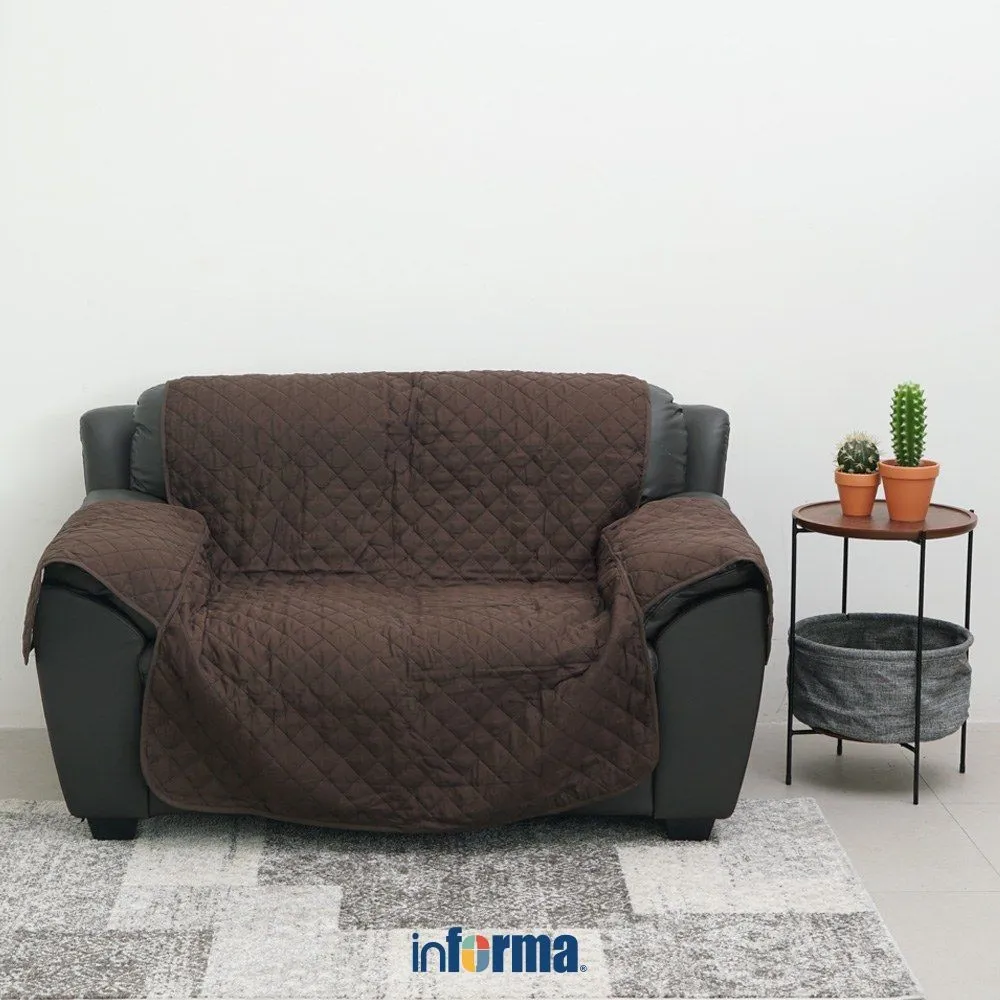 Informa Sarung Pelindung Sofa 3 Seater Polyester Reversible 279x179 cm - CokelatSofa Protector Sarung Penutup Tempat Duduk Pelapis Sofa Matras Sofa Cover Sofa Tamu Kain