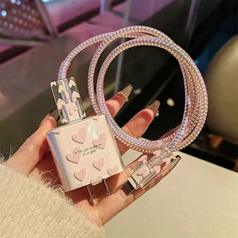 5 IN 1 IPhone Charger Pelindung Kabel Roll Pelindung Charger Ponsel Charger Pelindung Headphone 18w 20w  Pelindung Adaptor Case iphone 11 Charger Motif Bervariasi